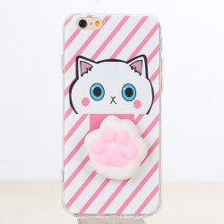 iPhone 7 3D Poke Squishy Plush Silicone Soft Case (Paw)